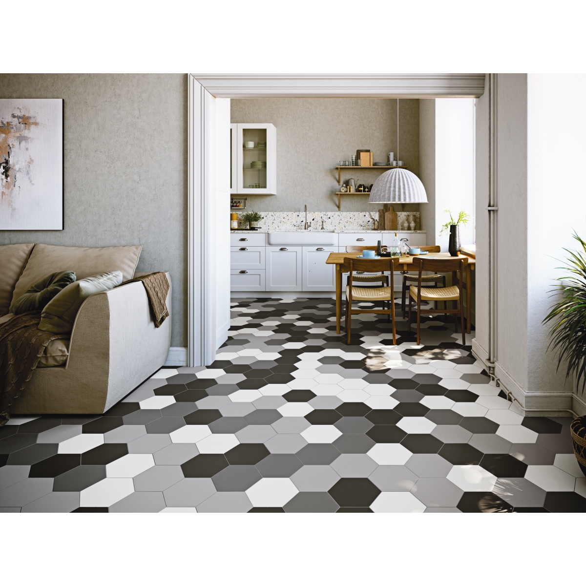 Heksa Black 8x10 Hex Matte Porcelain Tile